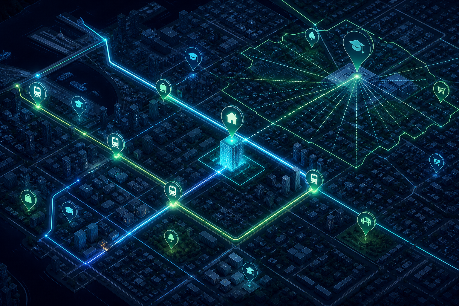 Infrastructure Background — dark urban night network