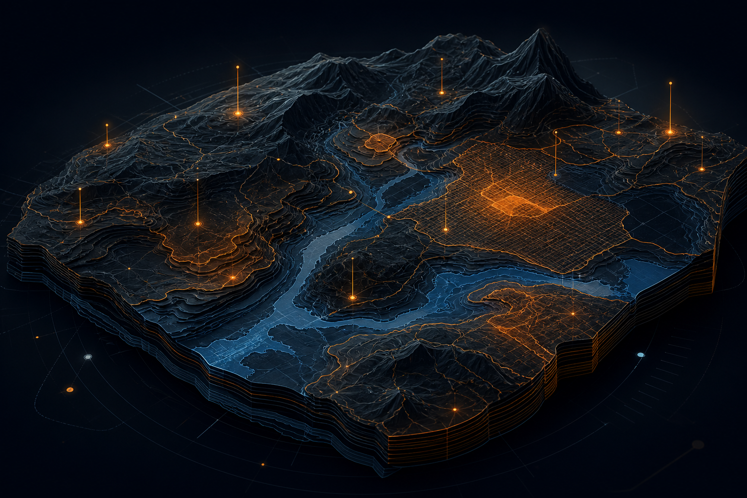 Due Diligence Risk Background — dark digital grid